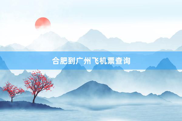合肥到广州飞机票查询